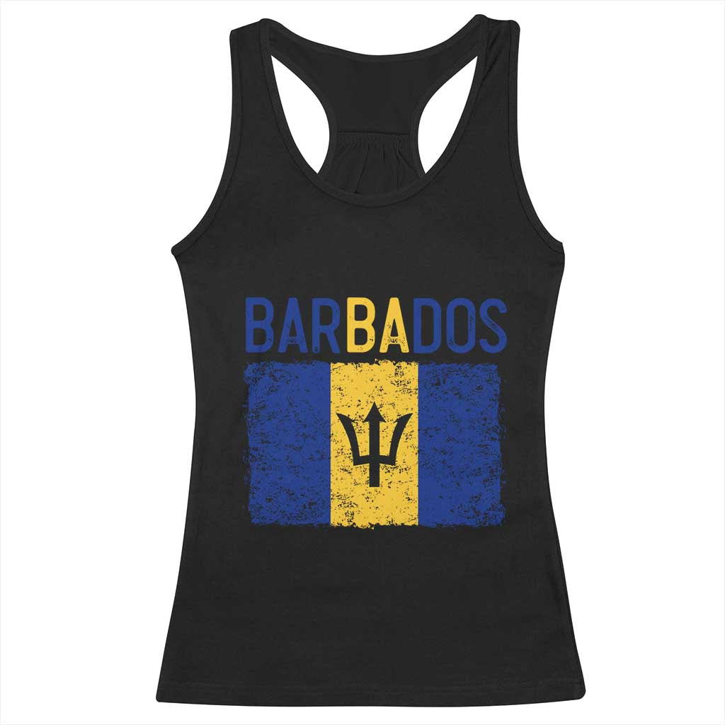 Vintage Distressed Barbados Flag Racerback Tank Top Bajan Caribbean Heritage Patriotic Pride Gift