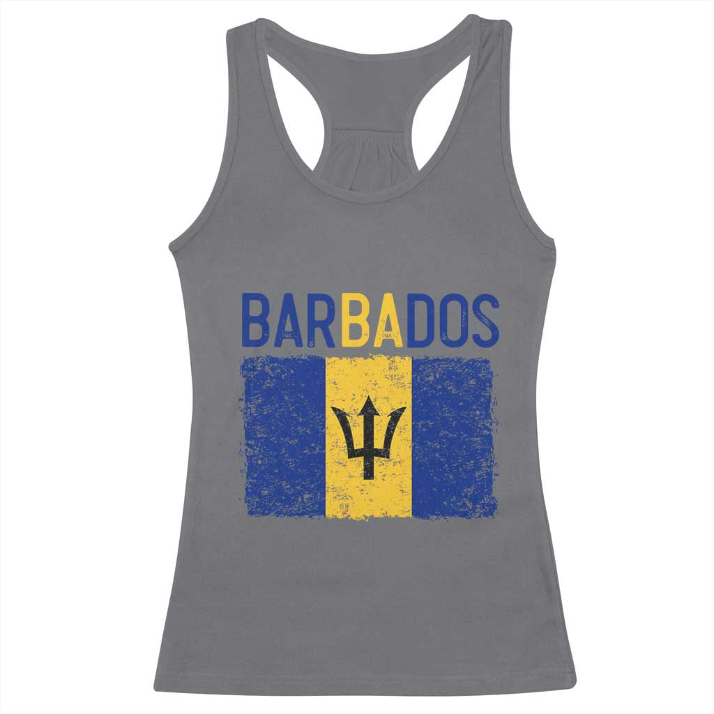 Vintage Distressed Barbados Flag Racerback Tank Top Bajan Caribbean Heritage Patriotic Pride Gift