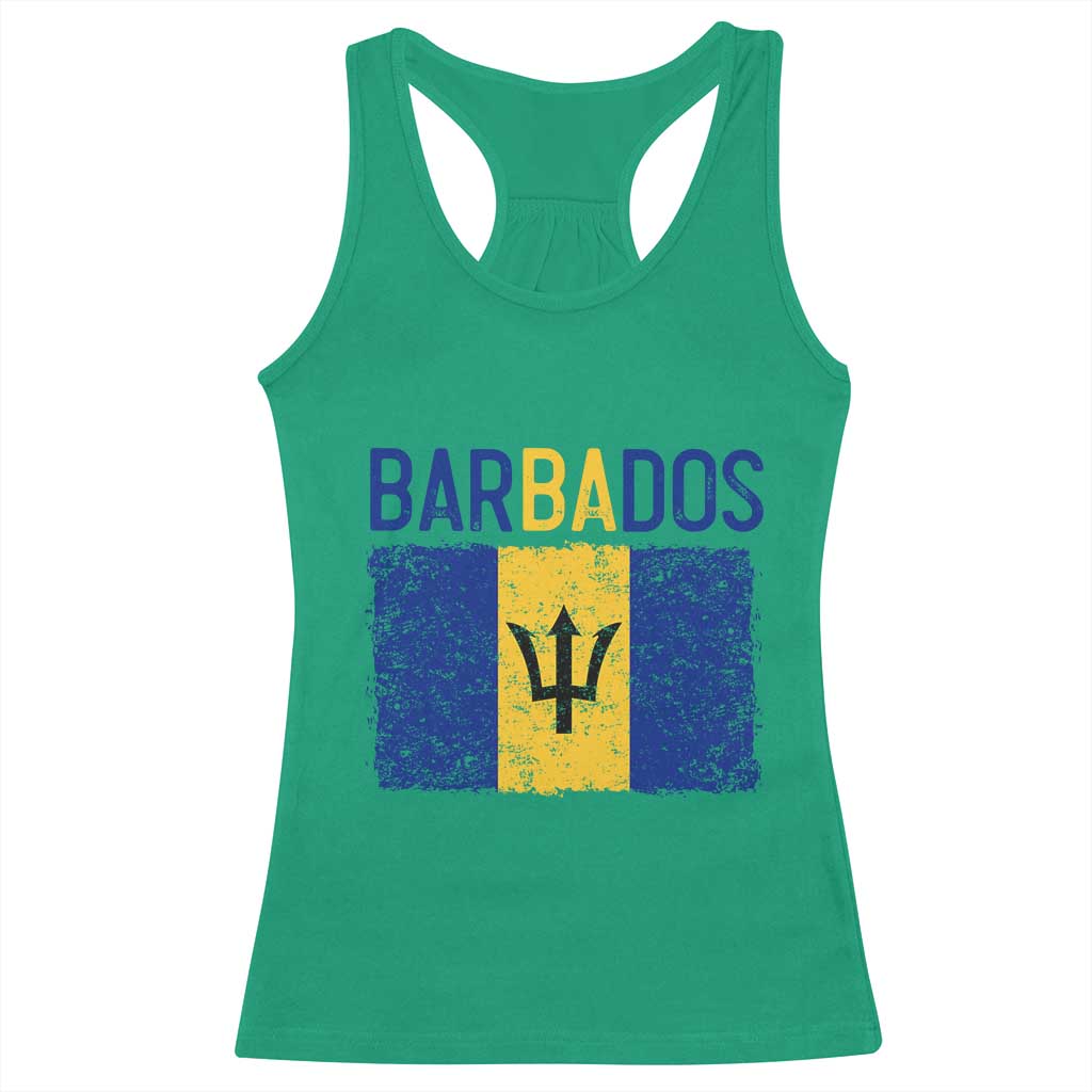 Vintage Distressed Barbados Flag Racerback Tank Top Bajan Caribbean Heritage Patriotic Pride Gift