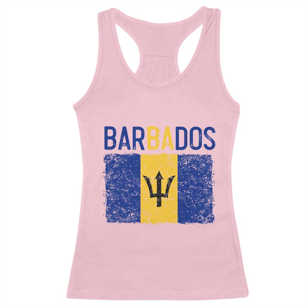 Vintage Distressed Barbados Flag Racerback Tank Top Bajan Caribbean Heritage Patriotic Pride Gift