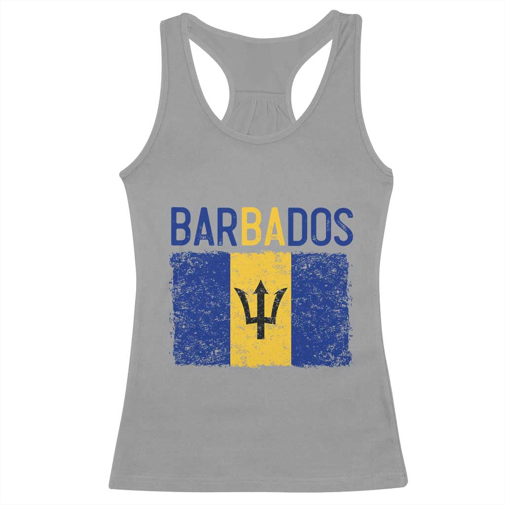 Vintage Distressed Barbados Flag Racerback Tank Top Bajan Caribbean Heritage Patriotic Pride Gift