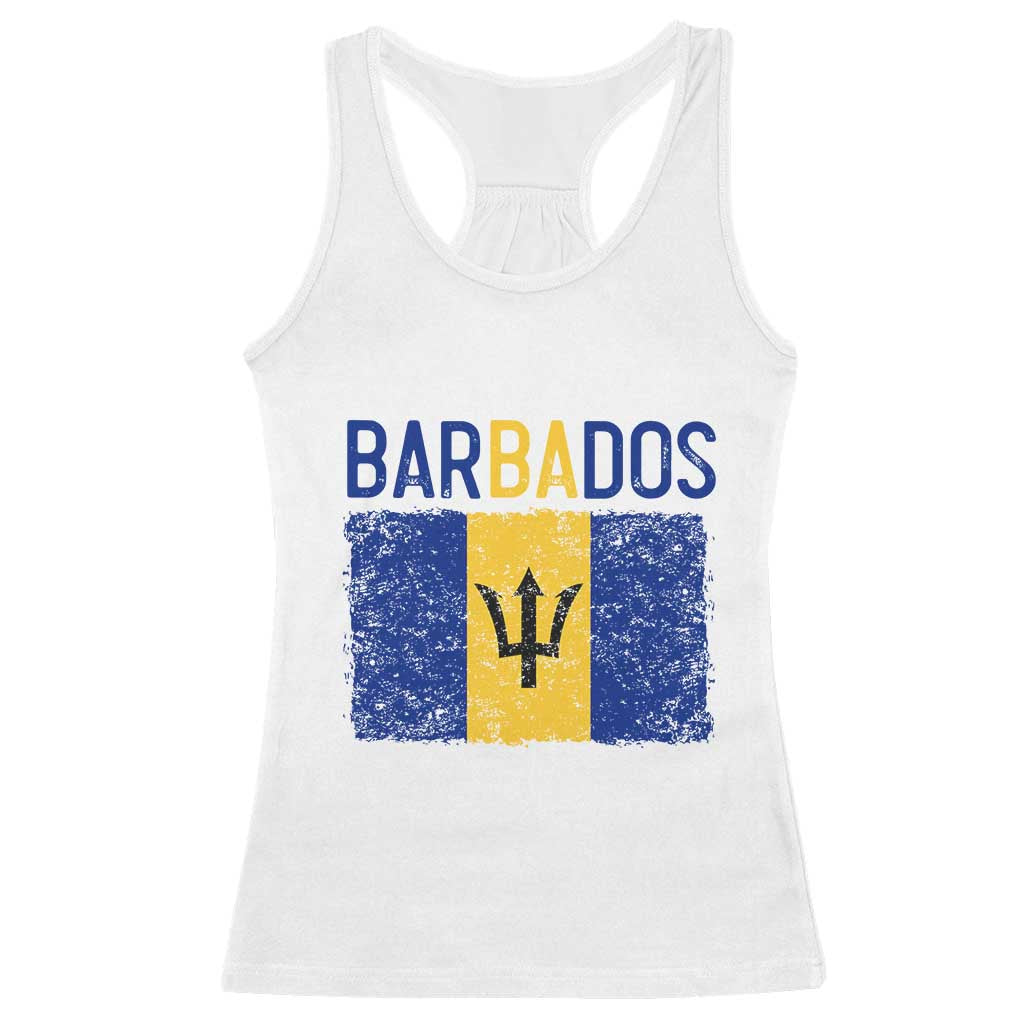 Vintage Distressed Barbados Flag Racerback Tank Top Bajan Caribbean Heritage Patriotic Pride Gift