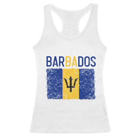 Vintage Distressed Barbados Flag Racerback Tank Top Bajan Caribbean Heritage Patriotic Pride Gift