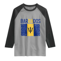 Vintage Distressed Barbados Flag Raglan Shirt Bajan Caribbean Heritage Patriotic Pride Gift