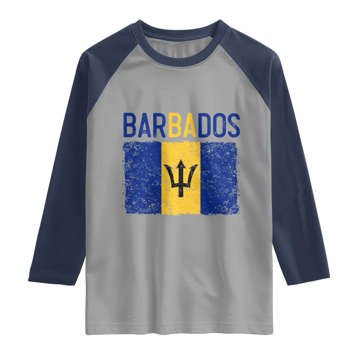 Vintage Distressed Barbados Flag Raglan Shirt Bajan Caribbean Heritage Patriotic Pride Gift