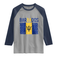 Vintage Distressed Barbados Flag Raglan Shirt Bajan Caribbean Heritage Patriotic Pride Gift