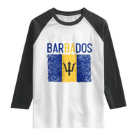 Vintage Distressed Barbados Flag Raglan Shirt Bajan Caribbean Heritage Patriotic Pride Gift