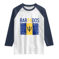 Vintage Distressed Barbados Flag Raglan Shirt Bajan Caribbean Heritage Patriotic Pride Gift