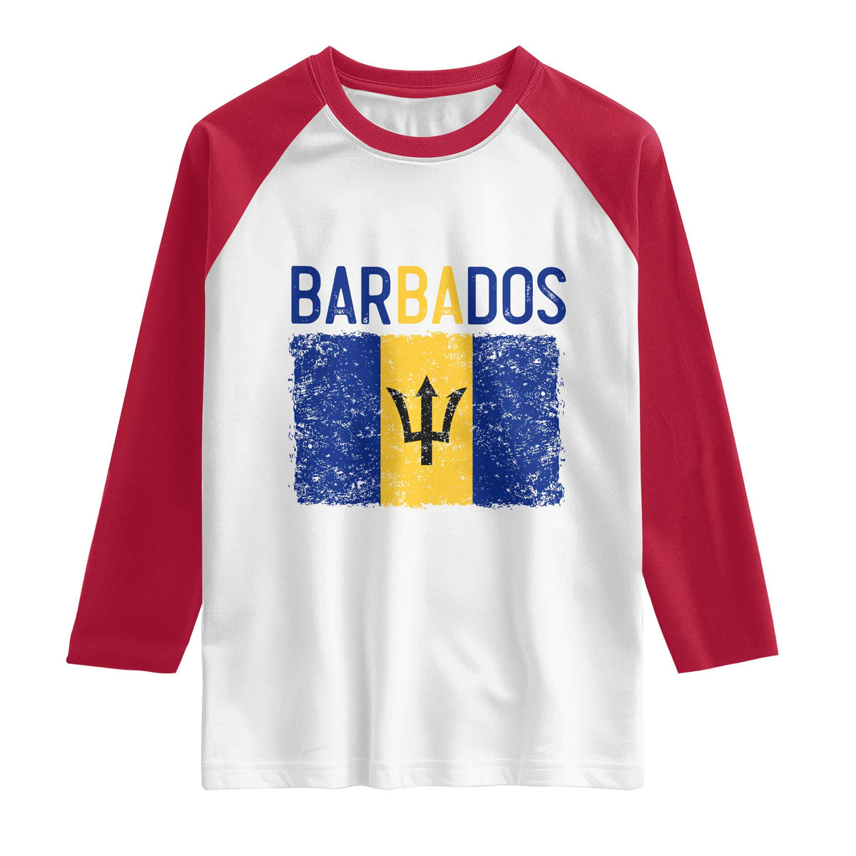 Vintage Distressed Barbados Flag Raglan Shirt Bajan Caribbean Heritage Patriotic Pride Gift