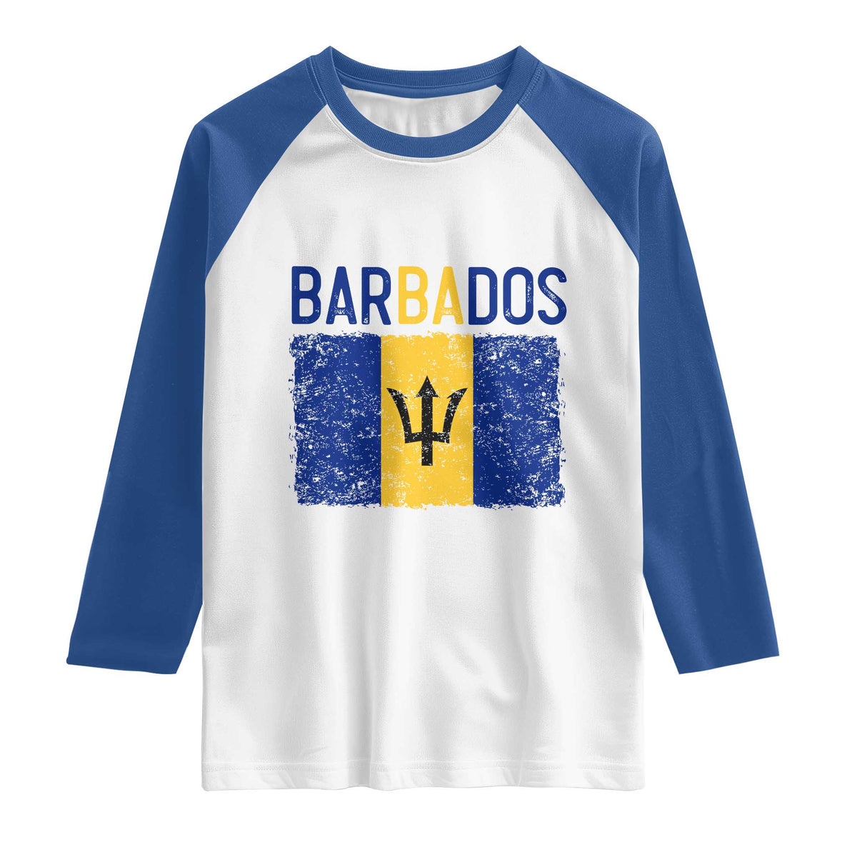 Vintage Distressed Barbados Flag Raglan Shirt Bajan Caribbean Heritage Patriotic Pride Gift