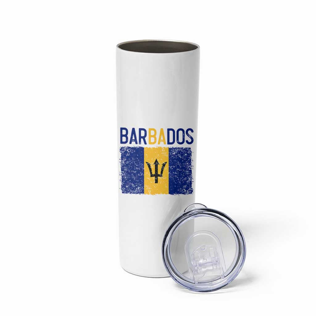 Vintage Distressed Barbados Flag Skinny Tumbler Bajan Caribbean Heritage Patriotic Pride Gift