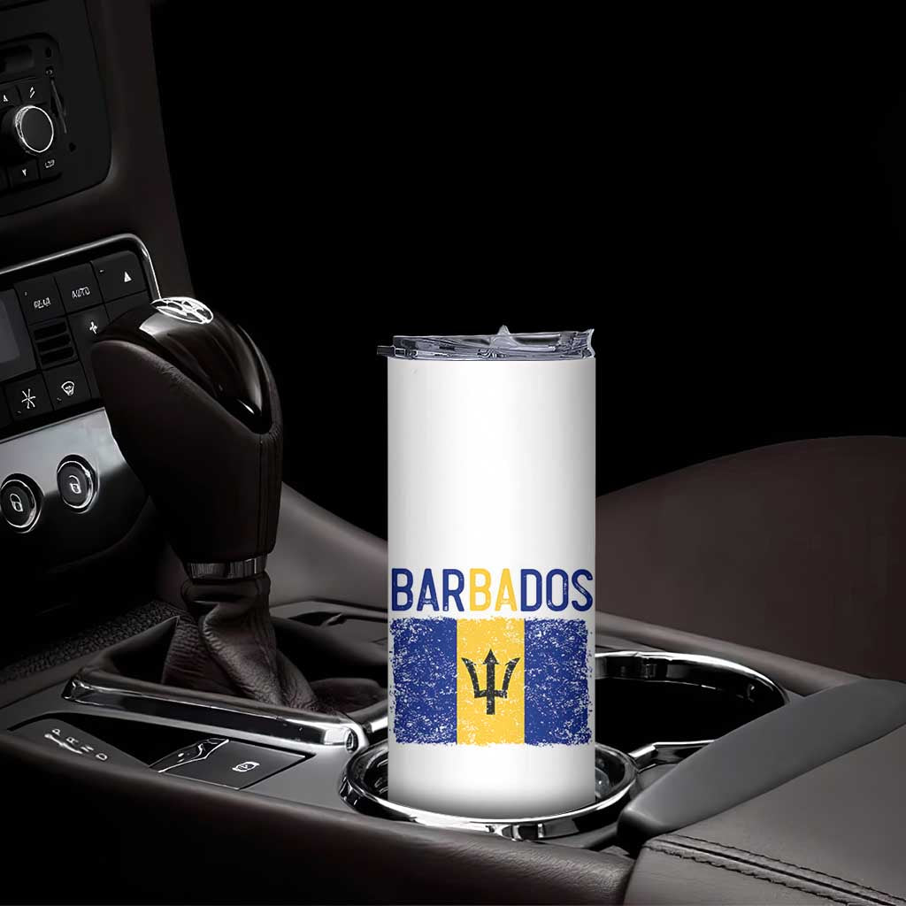 Vintage Distressed Barbados Flag Skinny Tumbler Bajan Caribbean Heritage Patriotic Pride Gift
