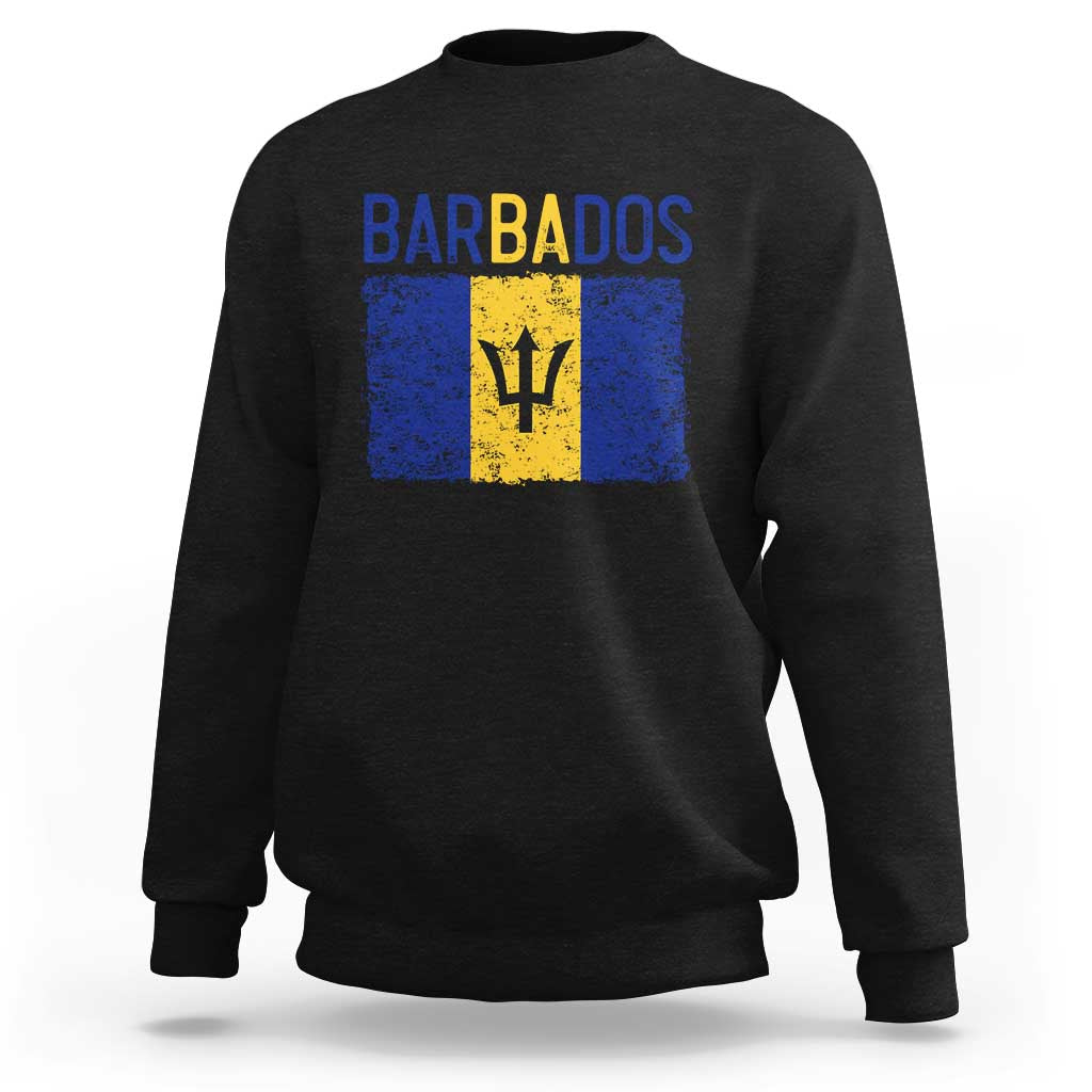 Vintage Distressed Barbados Flag Sweatshirt Bajan Caribbean Heritage Patriotic Pride Gift