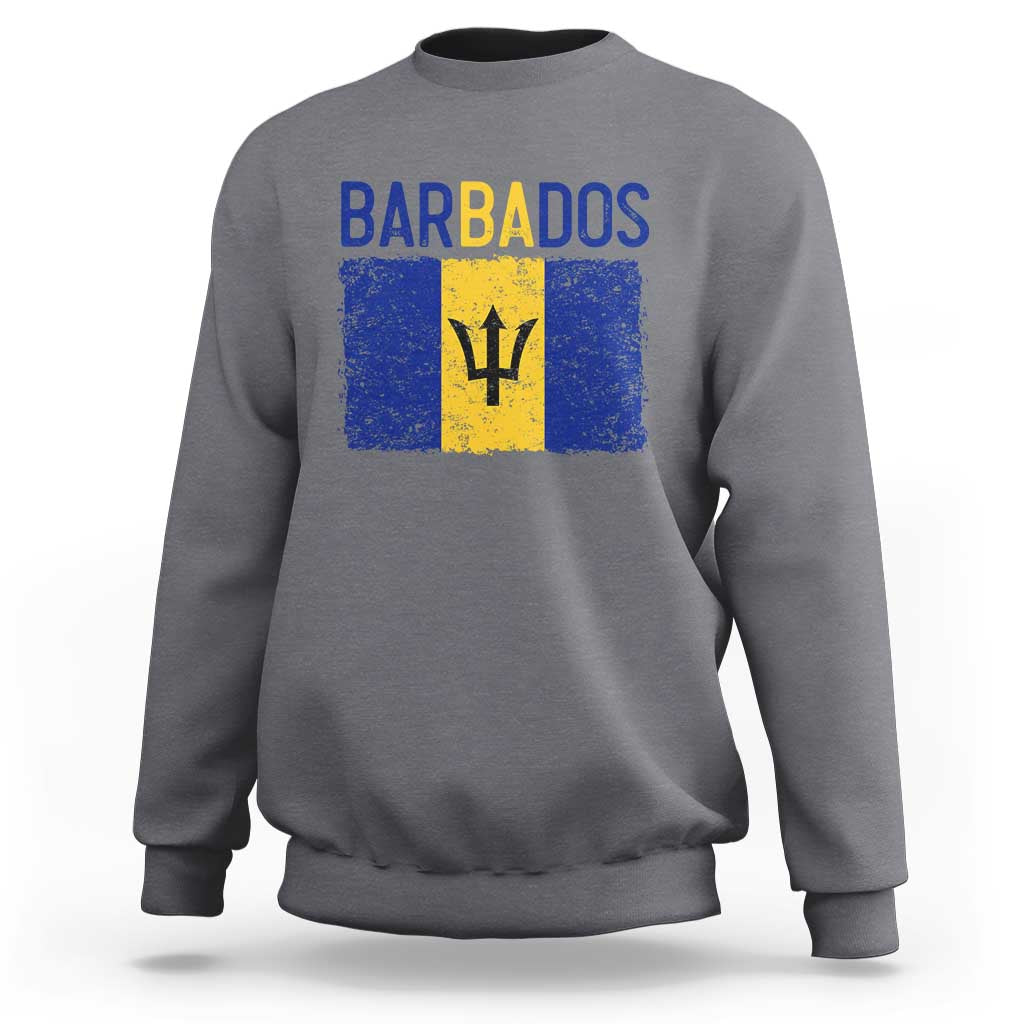Vintage Distressed Barbados Flag Sweatshirt Bajan Caribbean Heritage Patriotic Pride Gift