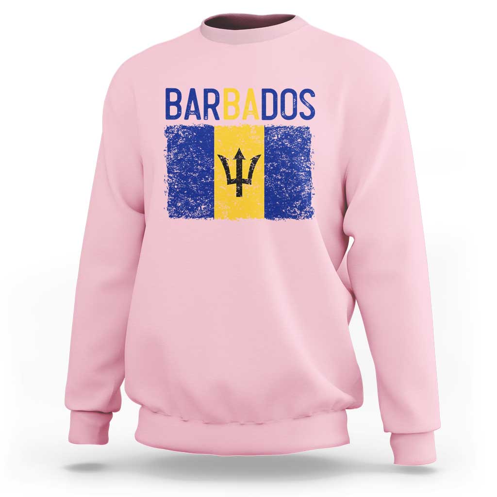 Vintage Distressed Barbados Flag Sweatshirt Bajan Caribbean Heritage Patriotic Pride Gift