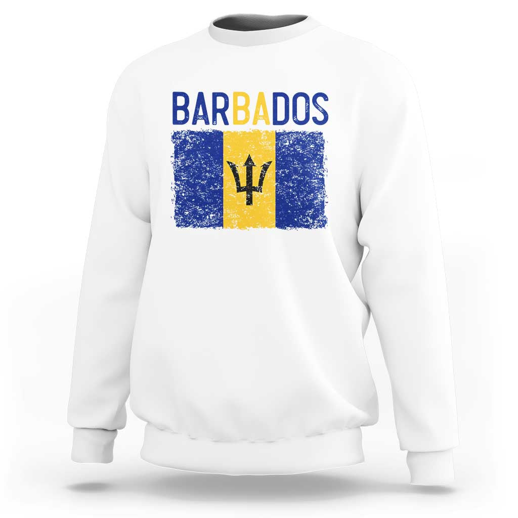 Vintage Distressed Barbados Flag Sweatshirt Bajan Caribbean Heritage Patriotic Pride Gift
