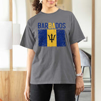 Vintage Distressed Barbados Flag T Shirt For Women Bajan Caribbean Heritage Patriotic Pride Gift