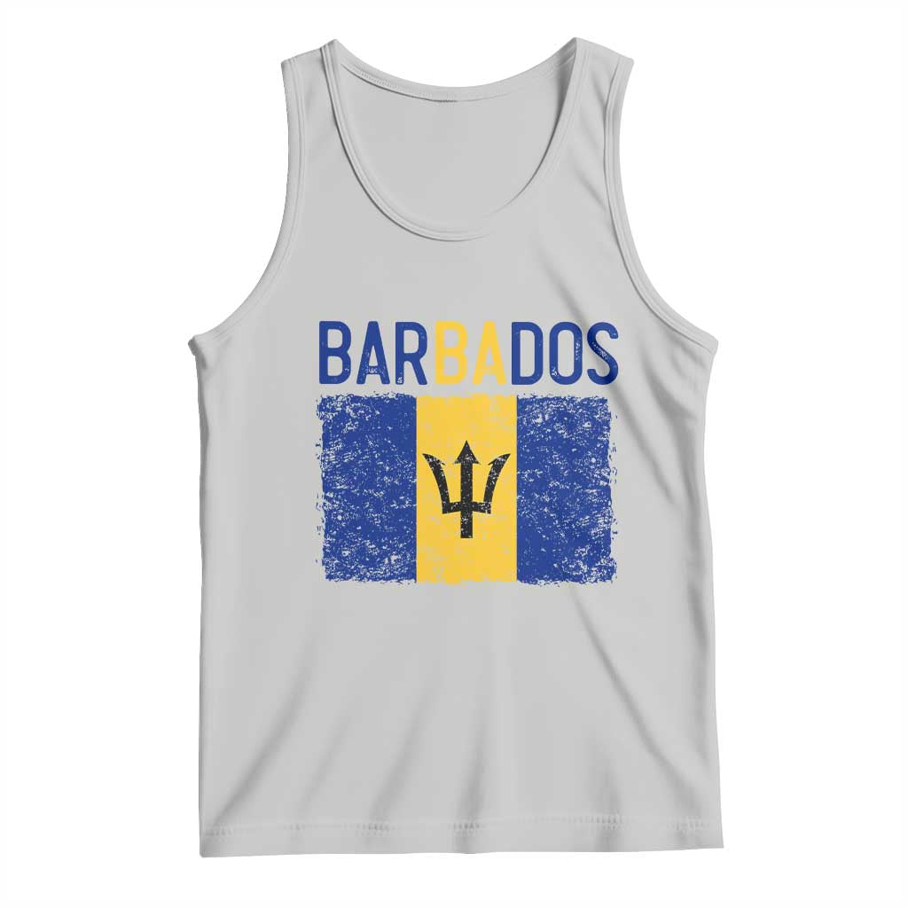 Vintage Distressed Barbados Flag Tank Top Bajan Caribbean Heritage Patriotic Pride Gift