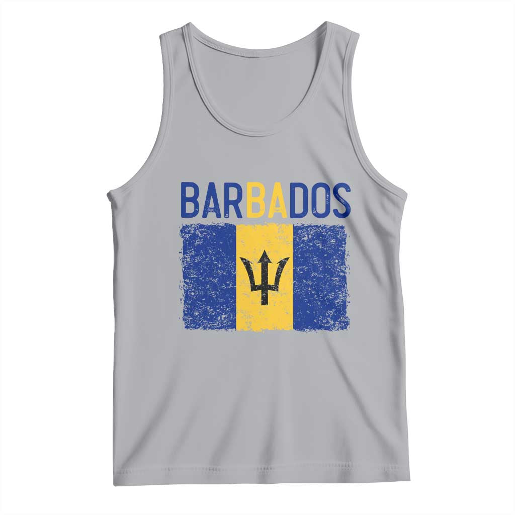 Vintage Distressed Barbados Flag Tank Top Bajan Caribbean Heritage Patriotic Pride Gift