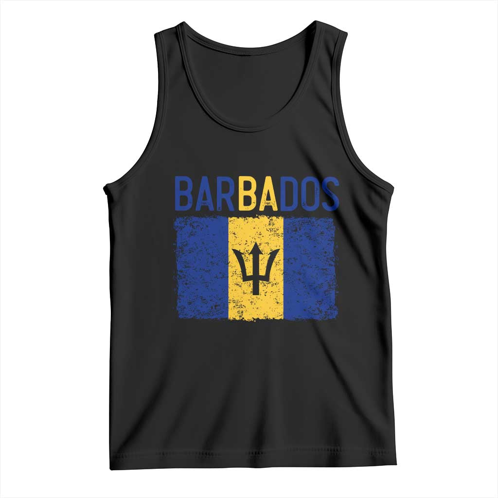 Vintage Distressed Barbados Flag Tank Top Bajan Caribbean Heritage Patriotic Pride Gift