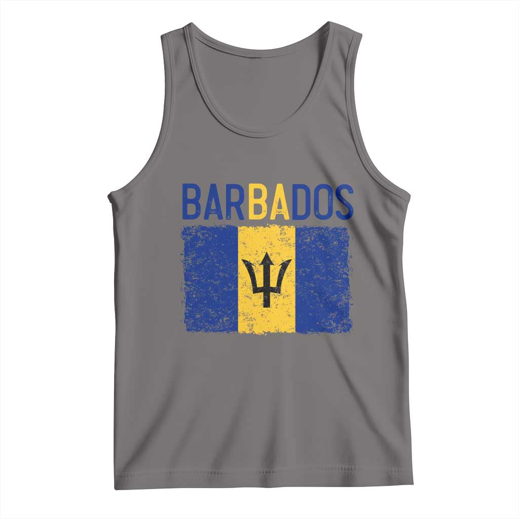 Vintage Distressed Barbados Flag Tank Top Bajan Caribbean Heritage Patriotic Pride Gift