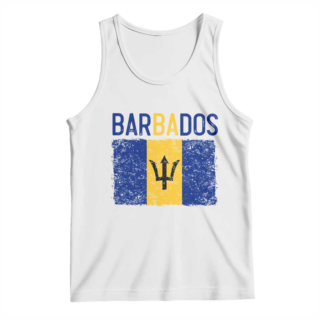Vintage Distressed Barbados Flag Tank Top Bajan Caribbean Heritage Patriotic Pride Gift