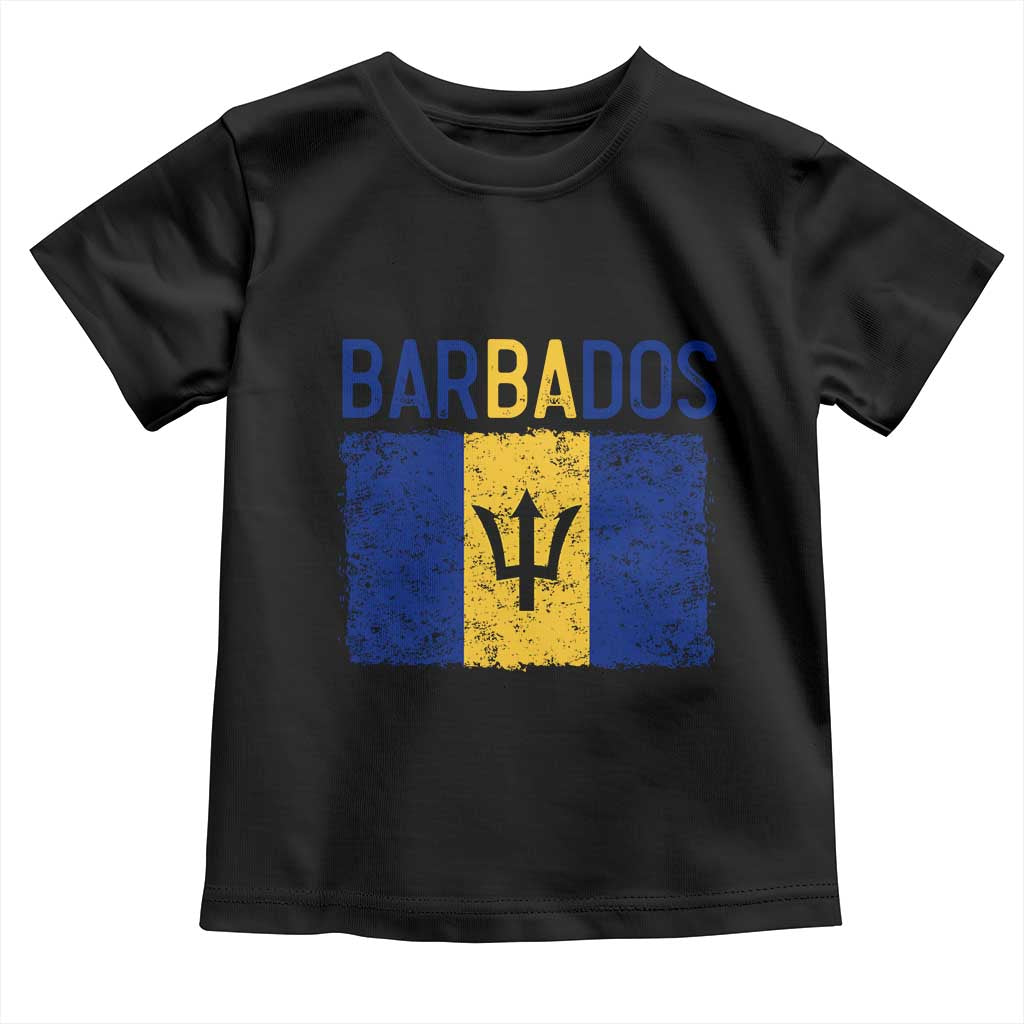 Vintage Distressed Barbados Flag Toddler T Shirt Bajan Caribbean Heritage Patriotic Pride Gift