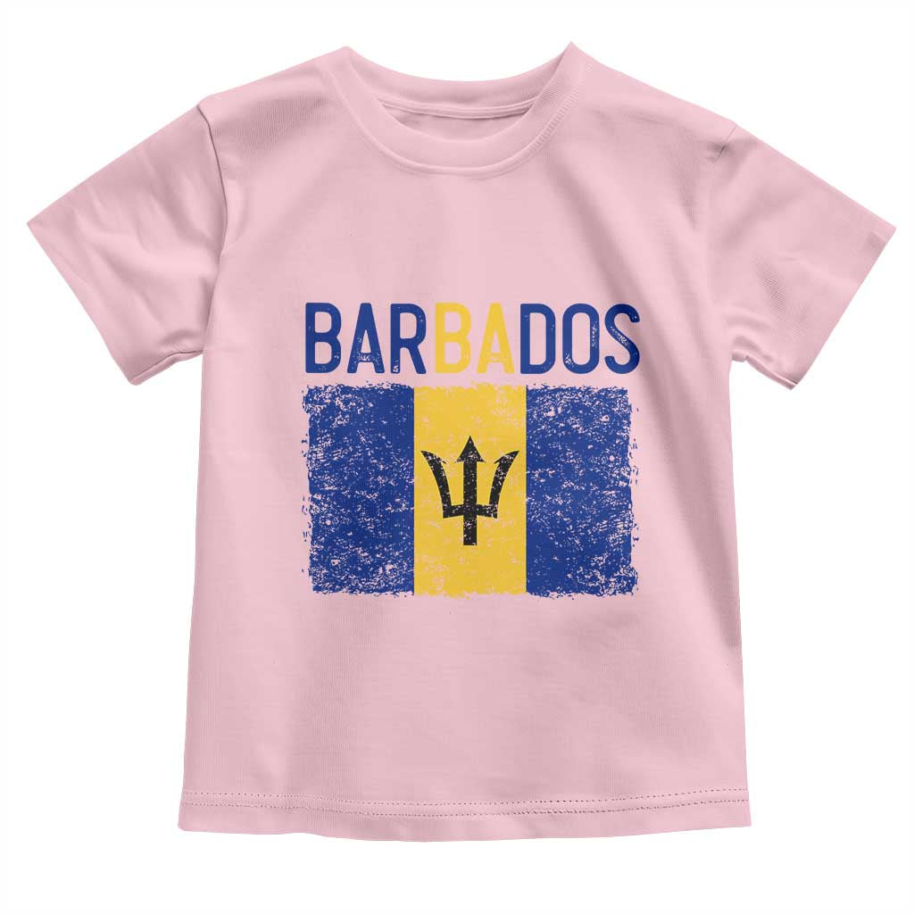 Vintage Distressed Barbados Flag Toddler T Shirt Bajan Caribbean Heritage Patriotic Pride Gift
