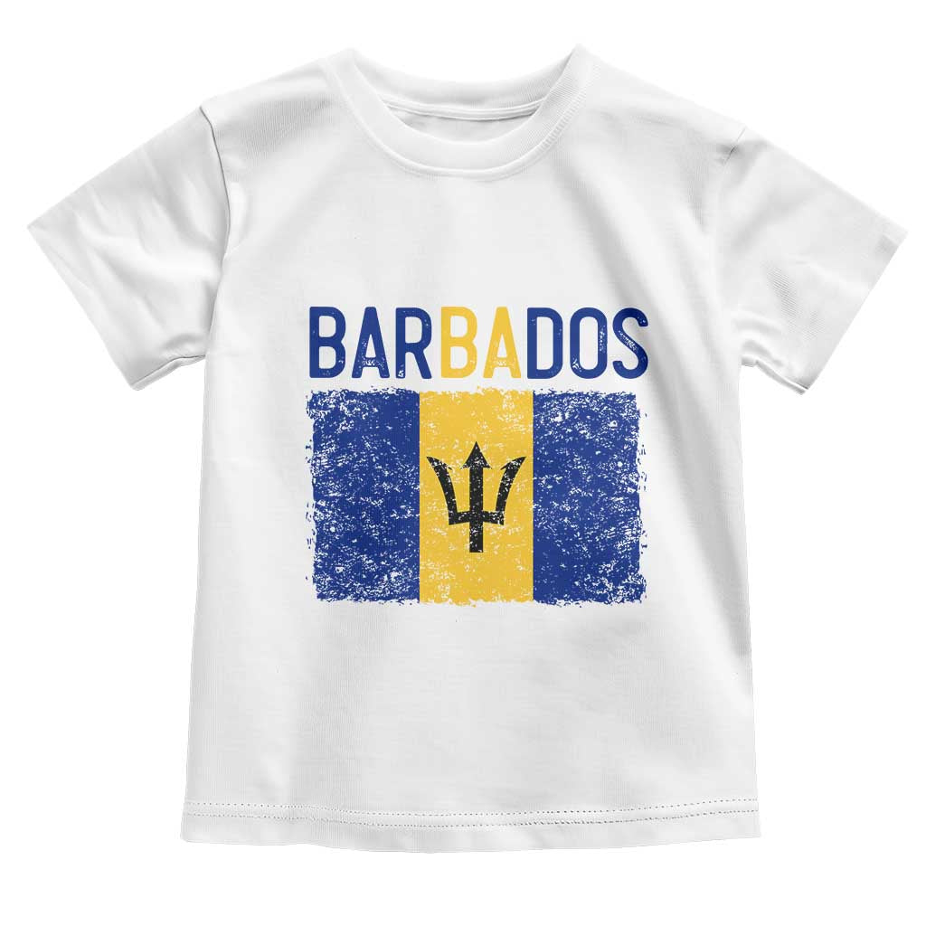 Vintage Distressed Barbados Flag Toddler T Shirt Bajan Caribbean Heritage Patriotic Pride Gift