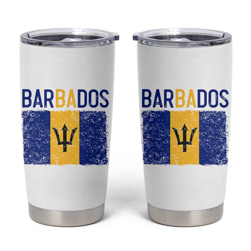 Vintage Distressed Barbados Flag Tumbler Cup Bajan Caribbean Heritage Patriotic Pride Gift