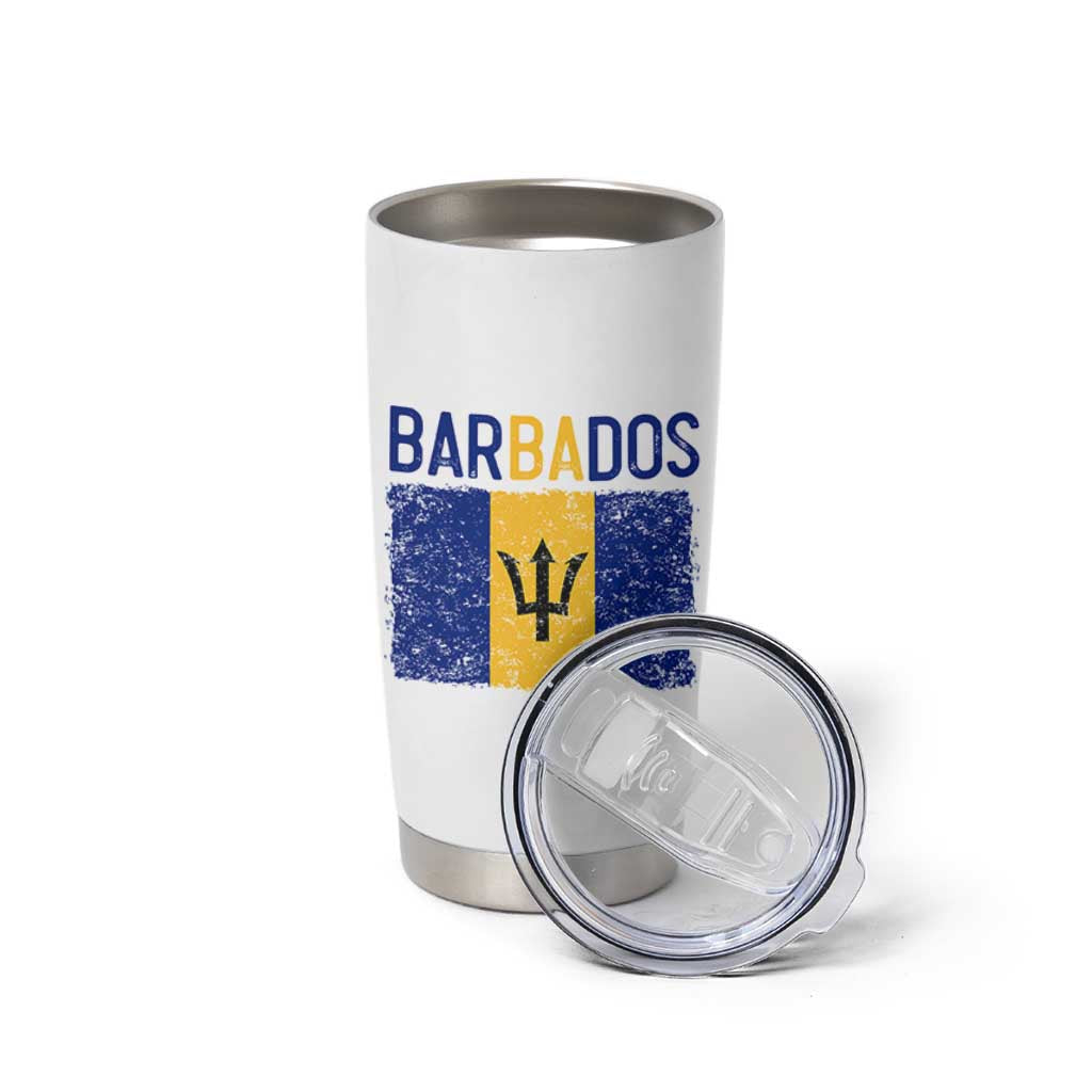 Vintage Distressed Barbados Flag Tumbler Cup Bajan Caribbean Heritage Patriotic Pride Gift