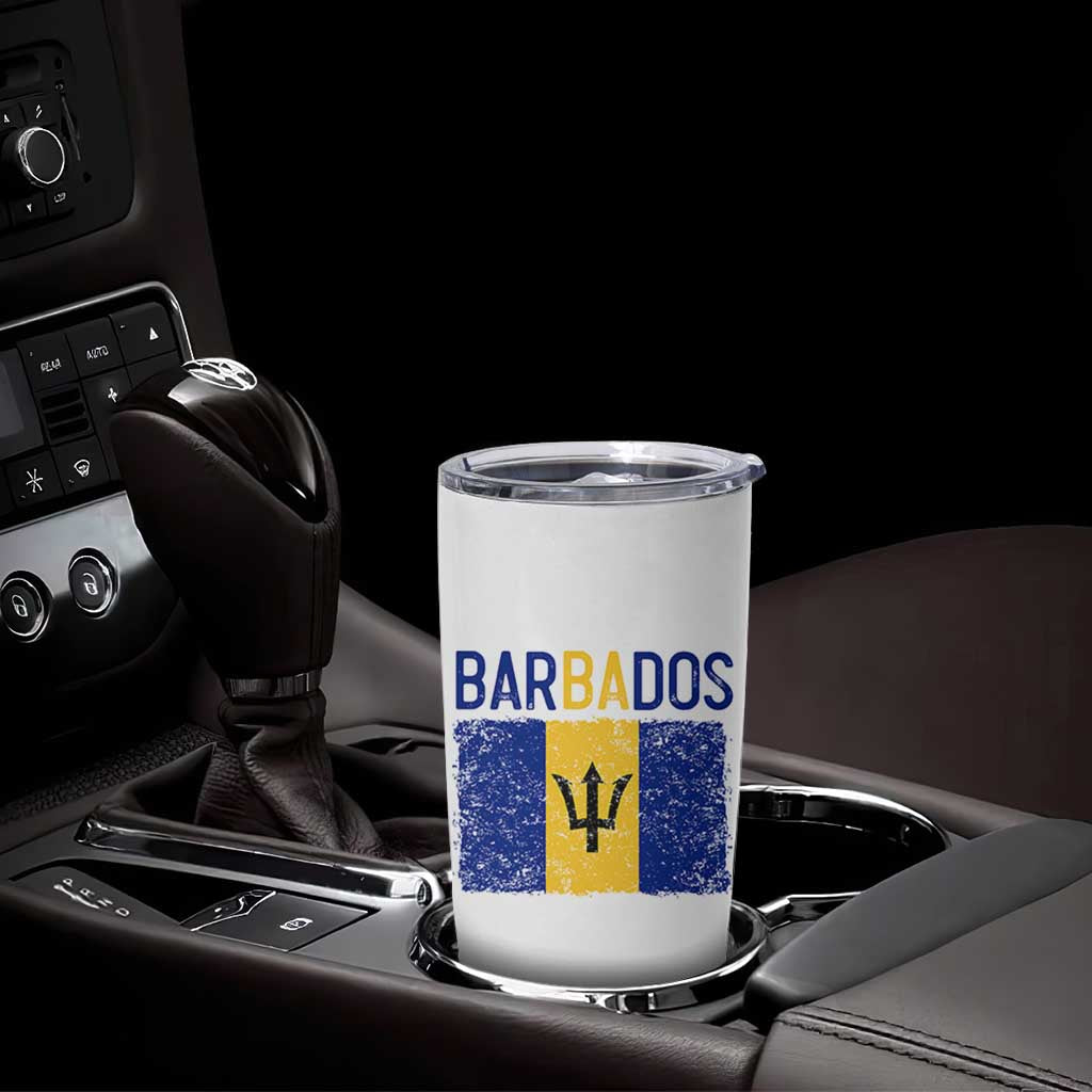 Vintage Distressed Barbados Flag Tumbler Cup Bajan Caribbean Heritage Patriotic Pride Gift