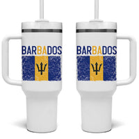 Vintage Distressed Barbados Flag Tumbler With Handle Bajan Caribbean Heritage Patriotic Pride Gift