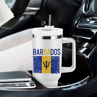 Vintage Distressed Barbados Flag Tumbler With Handle Bajan Caribbean Heritage Patriotic Pride Gift