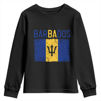 Vintage Distressed Barbados Flag Youth Sweatshirt Bajan Caribbean Heritage Patriotic Pride Gift