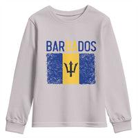 Vintage Distressed Barbados Flag Youth Sweatshirt Bajan Caribbean Heritage Patriotic Pride Gift