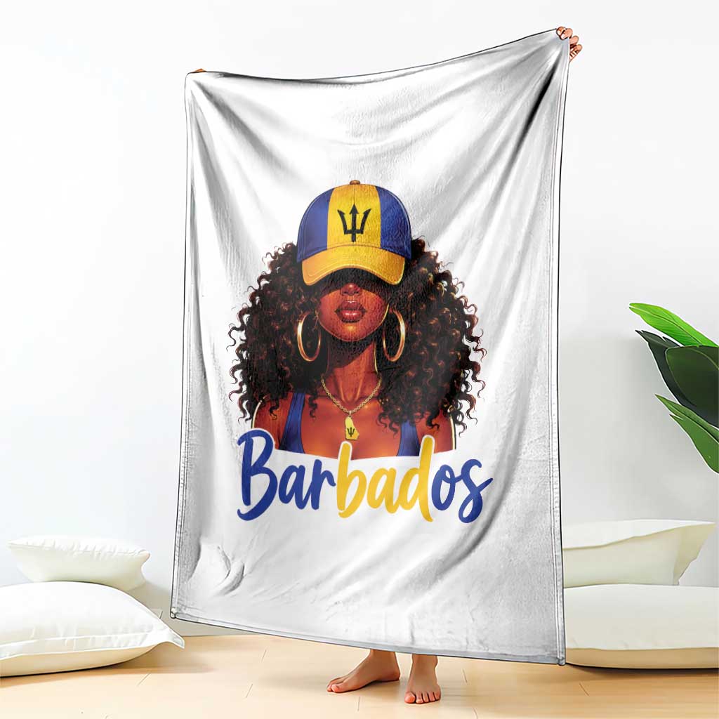 Bajan Girl Throw Blanket Barbados Flag Caribbean Heritage Pride Graphic Gift