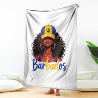 Bajan Girl Throw Blanket Barbados Flag Caribbean Heritage Pride Graphic Gift