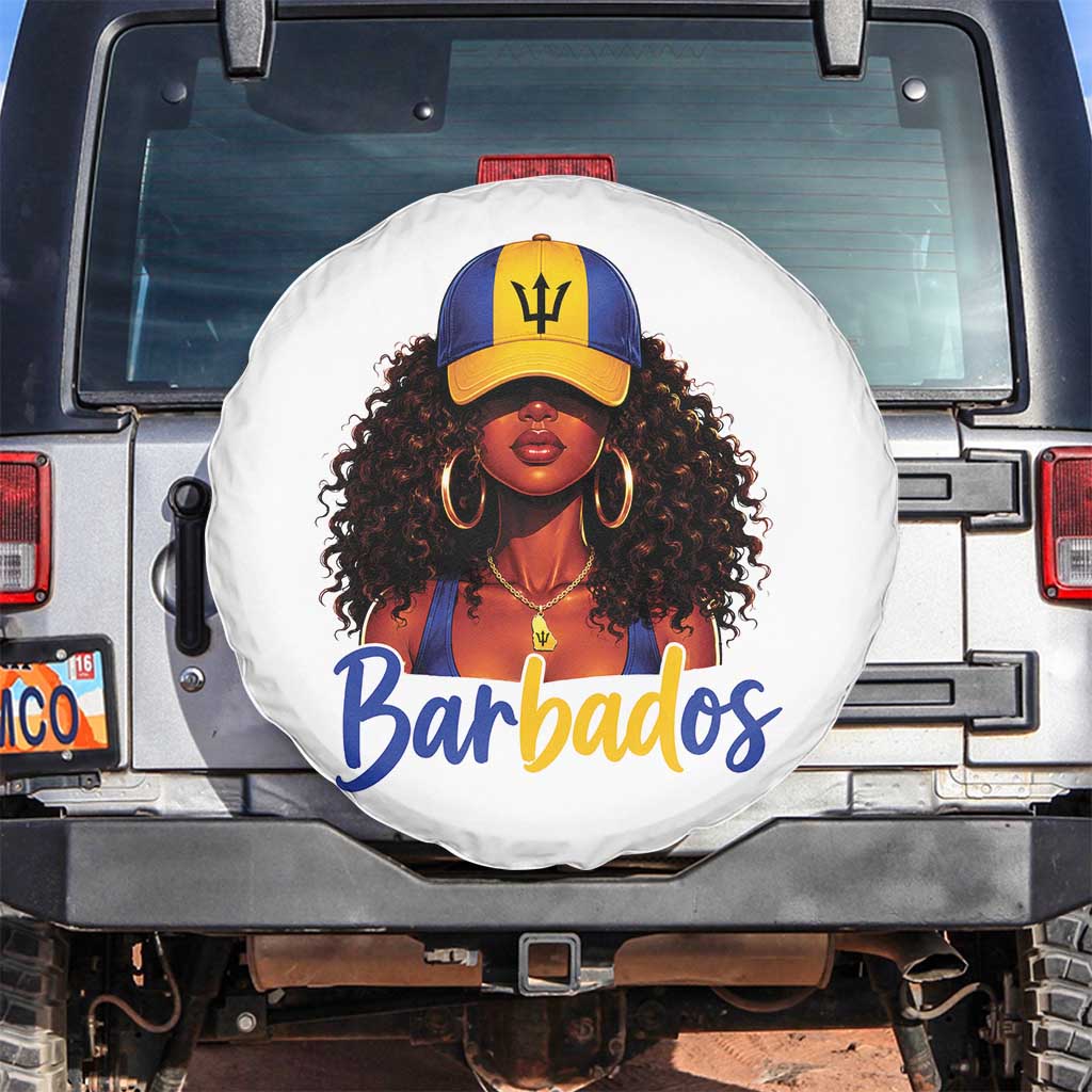 Bajan Girl Spare Tire Cover Barbados Flag Caribbean Heritage Pride Graphic Gift