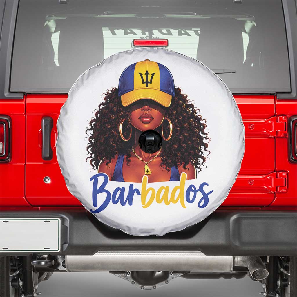 Bajan Girl Spare Tire Cover Barbados Flag Caribbean Heritage Pride Graphic Gift