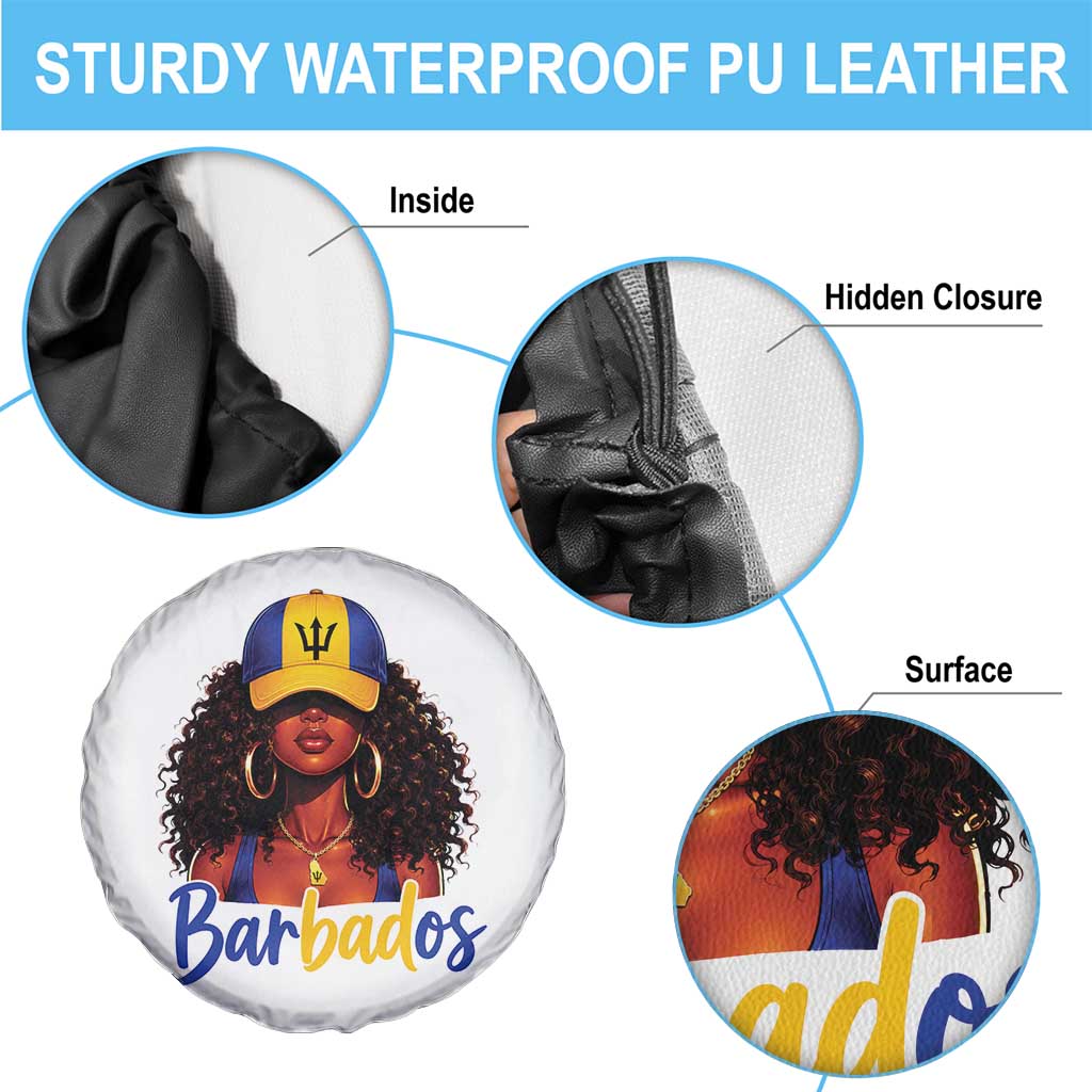 Bajan Girl Spare Tire Cover Barbados Flag Caribbean Heritage Pride Graphic Gift