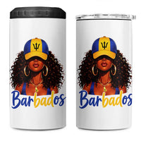 Bajan Girl 4 in 1 Can Cooler Tumbler Barbados Flag Caribbean Heritage Pride Graphic Gift