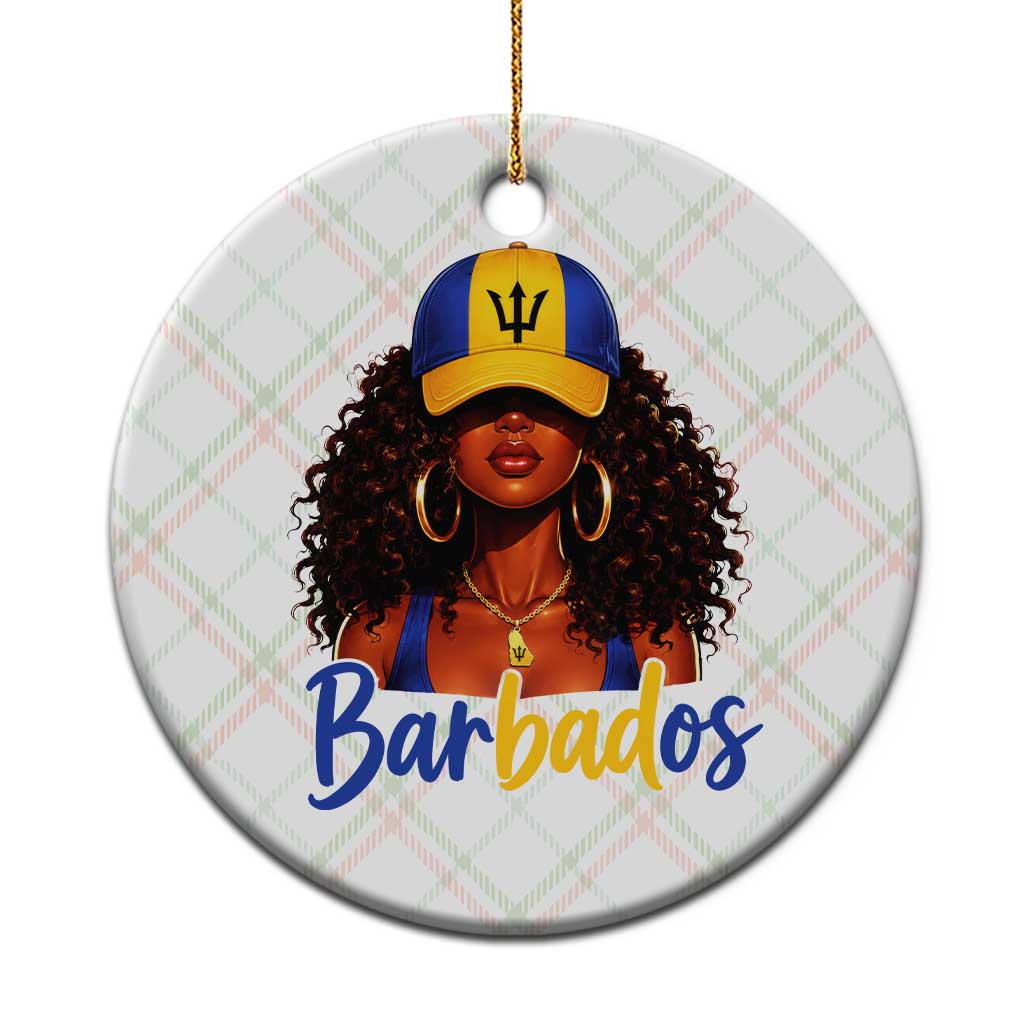 Bajan Girl Ceramic Ornament Barbados Flag Caribbean Heritage Pride Graphic Gift