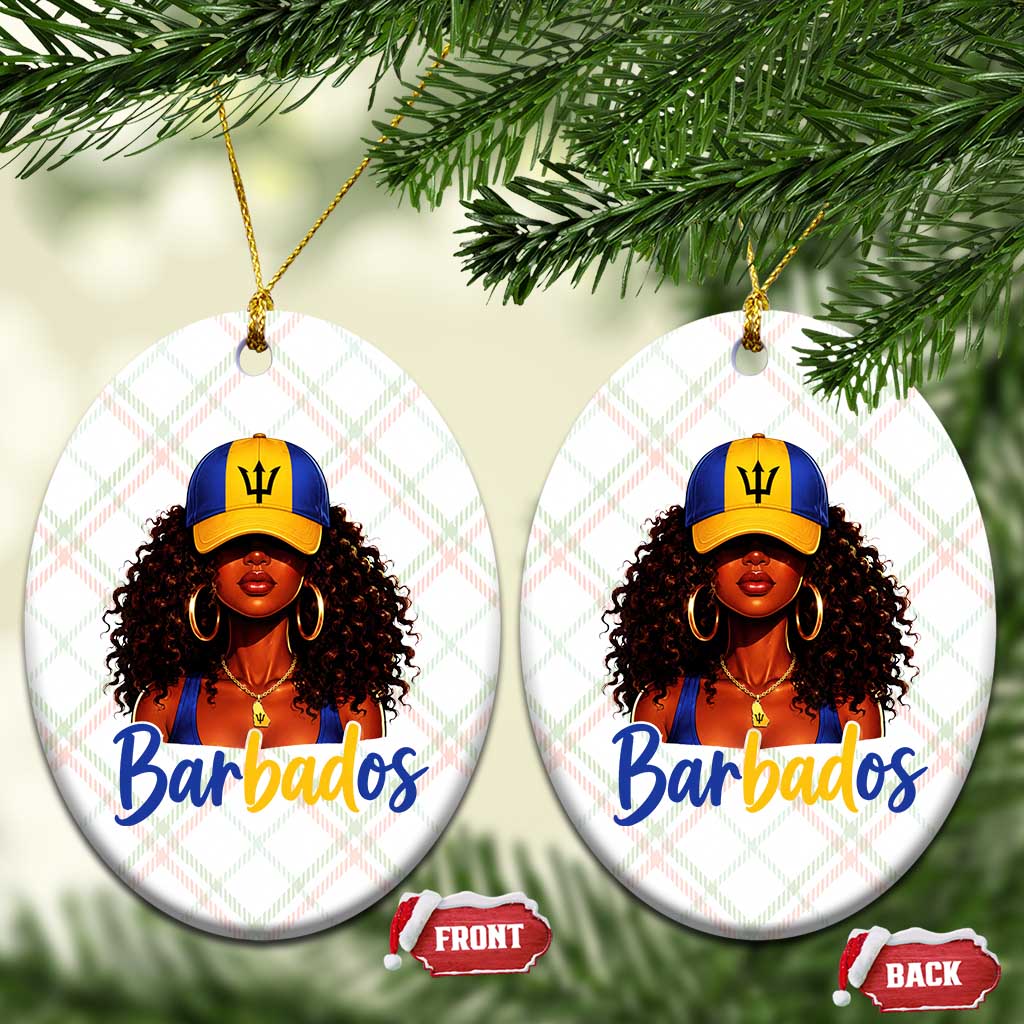 Bajan Girl Ceramic Ornament Barbados Flag Caribbean Heritage Pride Graphic Gift
