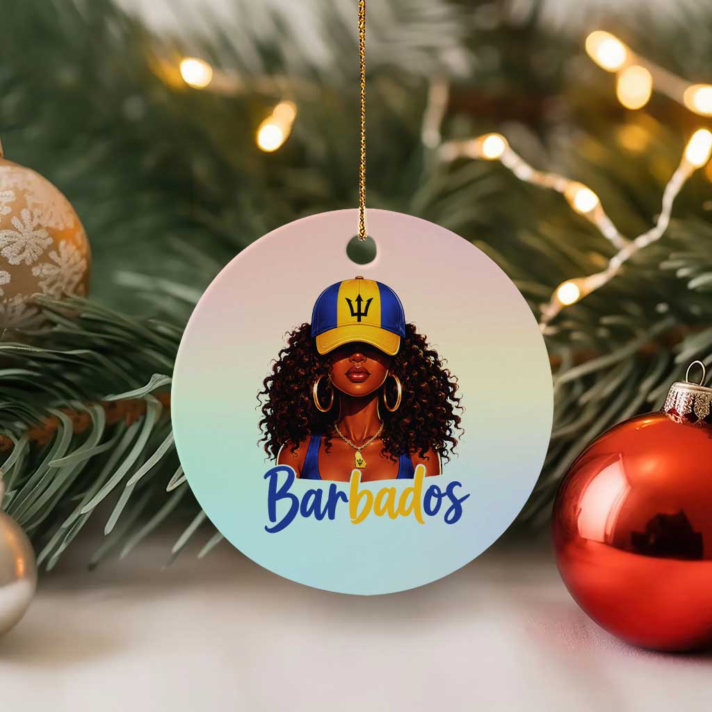 Bajan Girl Ceramic Ornament Barbados Flag Caribbean Heritage Pride Graphic Gift