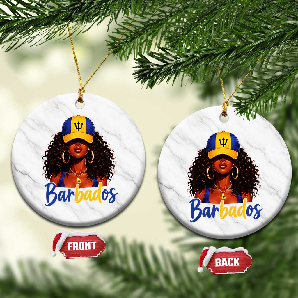 Bajan Girl Ceramic Ornament Barbados Flag Caribbean Heritage Pride Graphic Gift