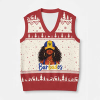 Bajan Girl V-Neck Knit Sweater Vest Barbados Flag Caribbean Heritage Pride Graphic Gift