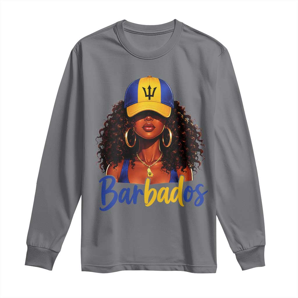 Bajan Girl Long Sleeve Shirt Barbados Flag Caribbean Heritage Pride Graphic Gift