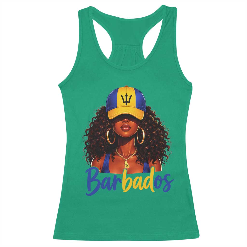 Bajan Girl Racerback Tank Top Barbados Flag Caribbean Heritage Pride Graphic Gift