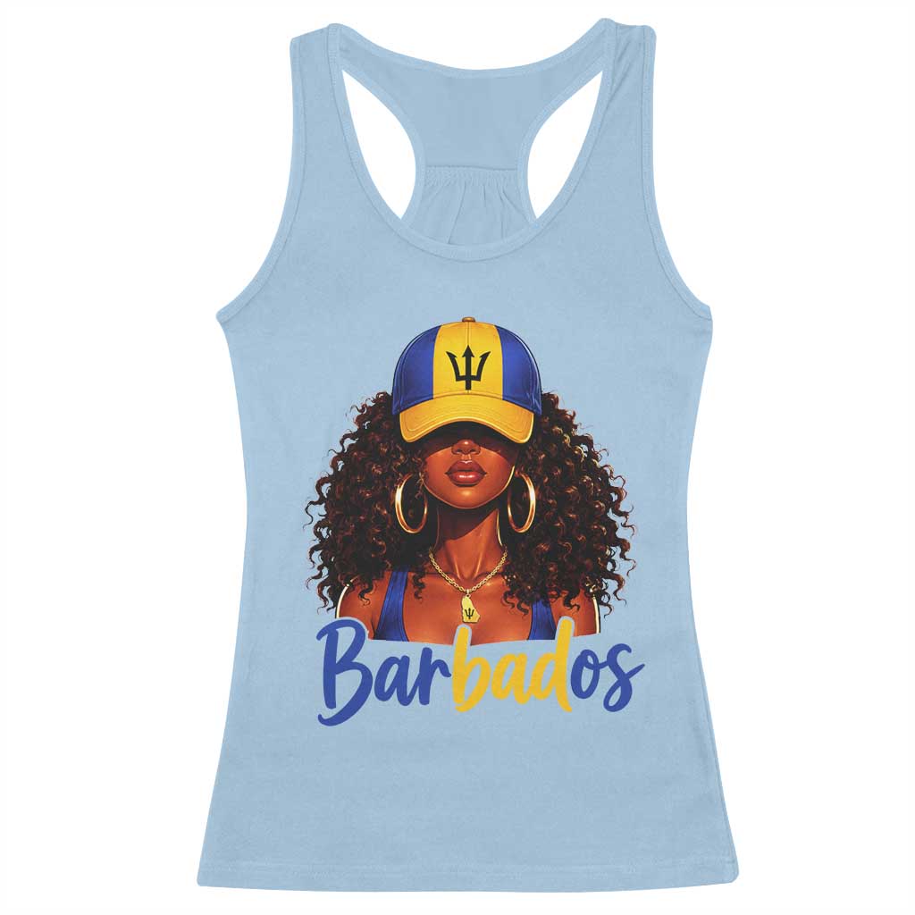 Bajan Girl Racerback Tank Top Barbados Flag Caribbean Heritage Pride Graphic Gift